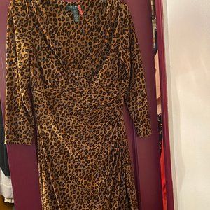 Cheetah Print Wrap Midi Dress